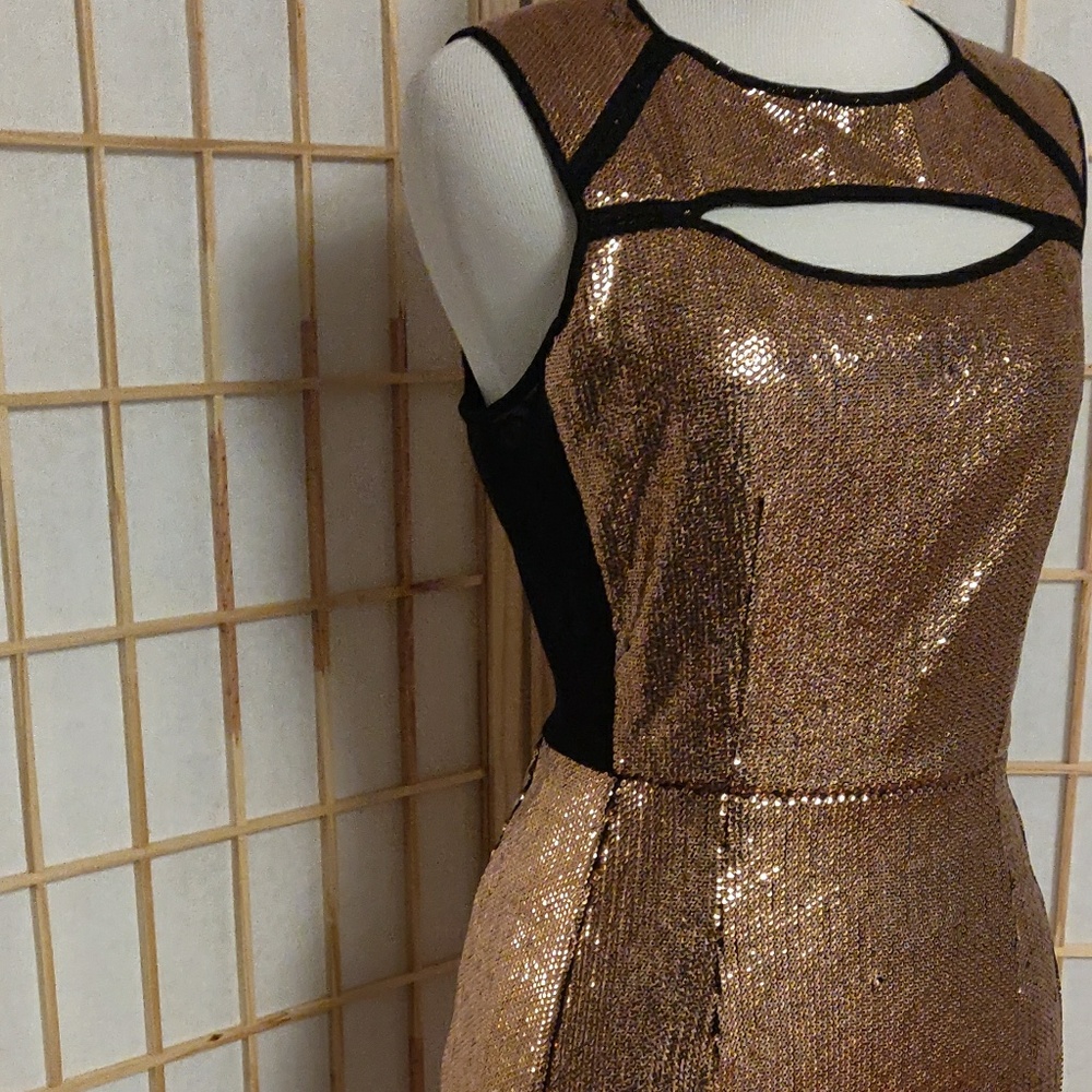 BCBG Maxazria gold sequin dress